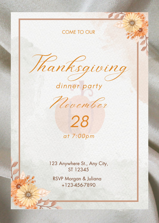 Thanksgiving Invitation, Thanksgiving Dinner Invitation, Printable Thanksgiving, Thanksgiving Pumpkin Pie Invitation, TEMPLET